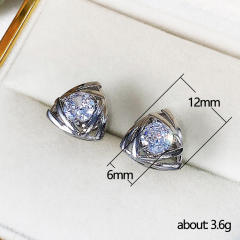 Cubic zircon triangle ear studs