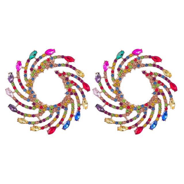 Colored rhinestone statement ear studs