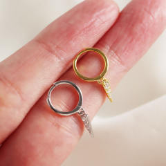 S925 silver diamond huggie earrings