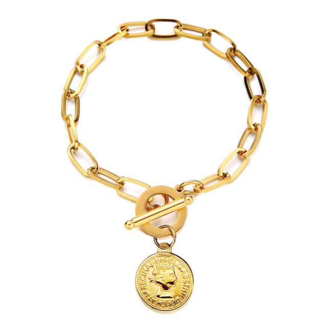 Hiphop stainless steel chain bracelet toggle bracelet