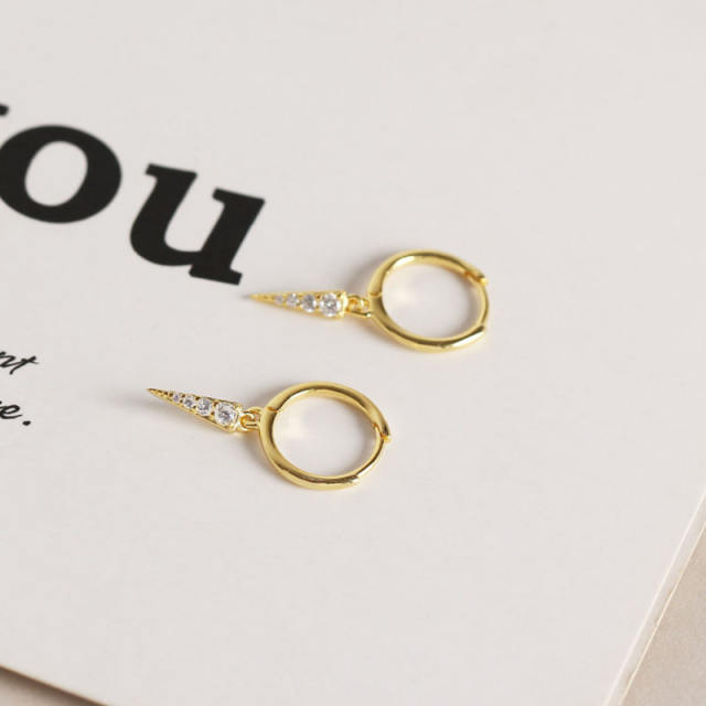 S925 silver diamond huggie earrings