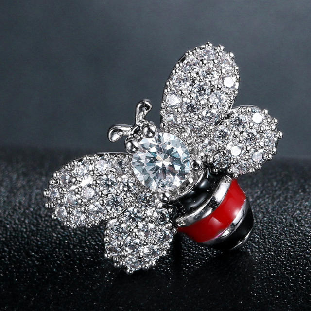 S925 needle diamond bee ear studs