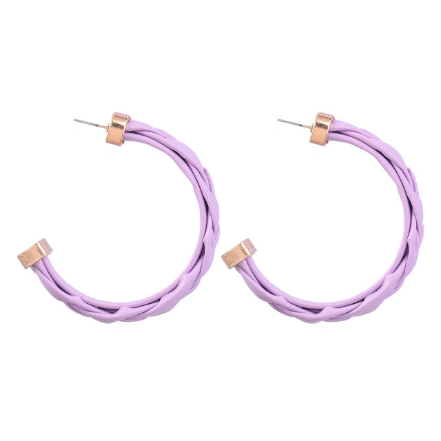 Colored braided resin open hoop earrings