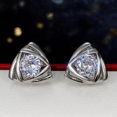 Cubic zircon triangle ear studs