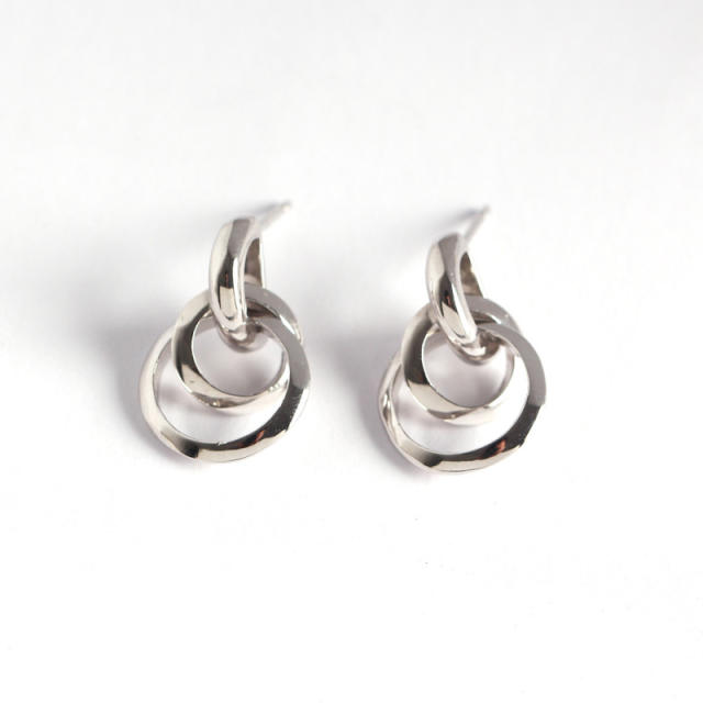 S925 silver circle ear studs