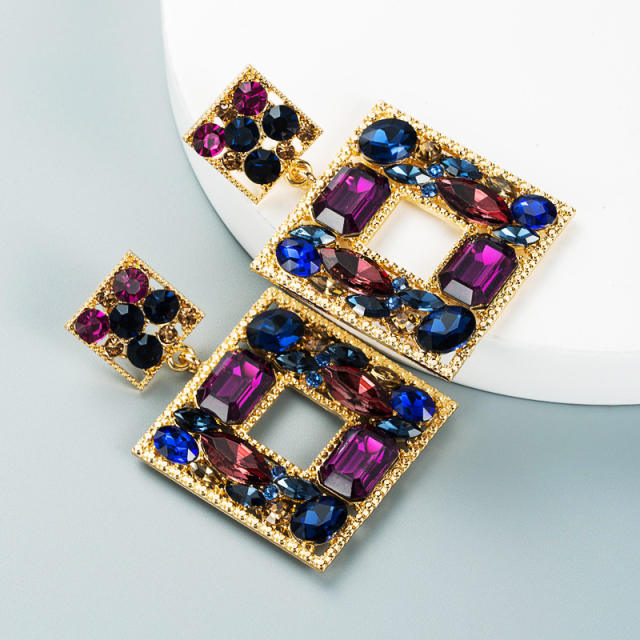 Colored glass crystal statement earrings