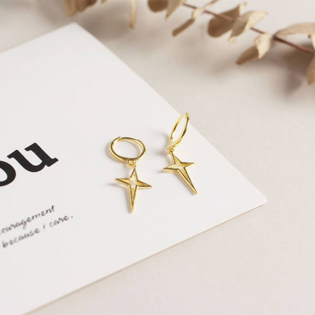 S925 cross huggie earrings