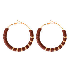 Boho heishi beads hoop earrings