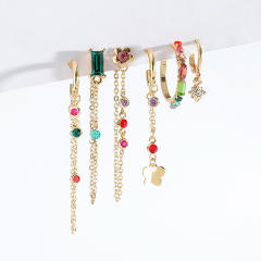 INS popular 6 asymmetric chain earrings set