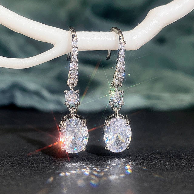 Colored cubic zircon diamond earrings