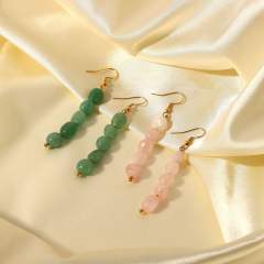 Natural stone bead 18KG stainless steel earrings