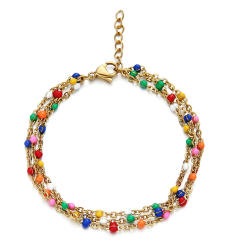 Boho colorful beads stainless steel bracelet