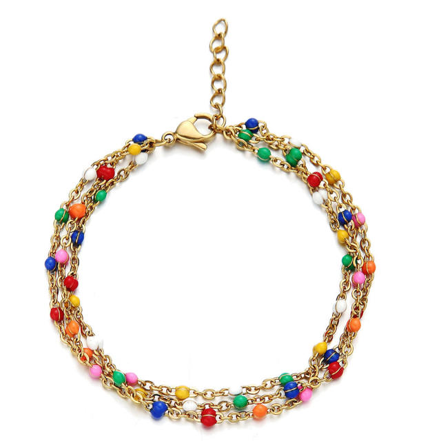 Boho colorful beads stainless steel bracelet