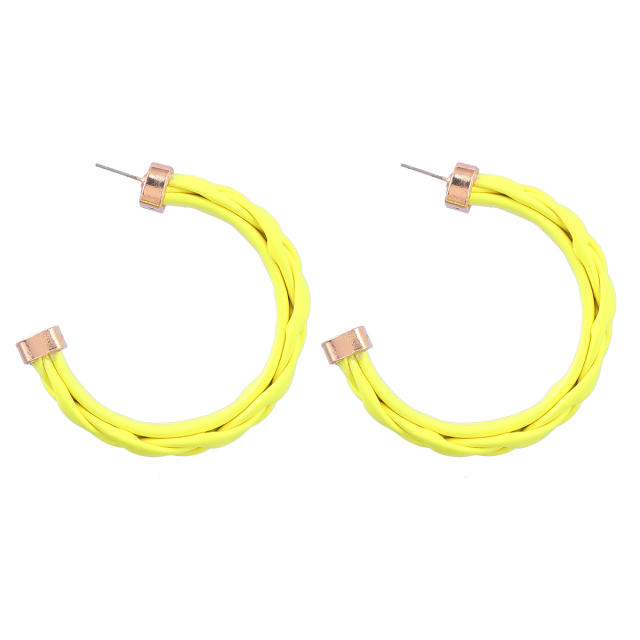Colored braided resin open hoop earrings