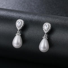 Classic pearl drop bridal earrings