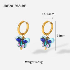 18KG stainless steel butterfly huggie earrings