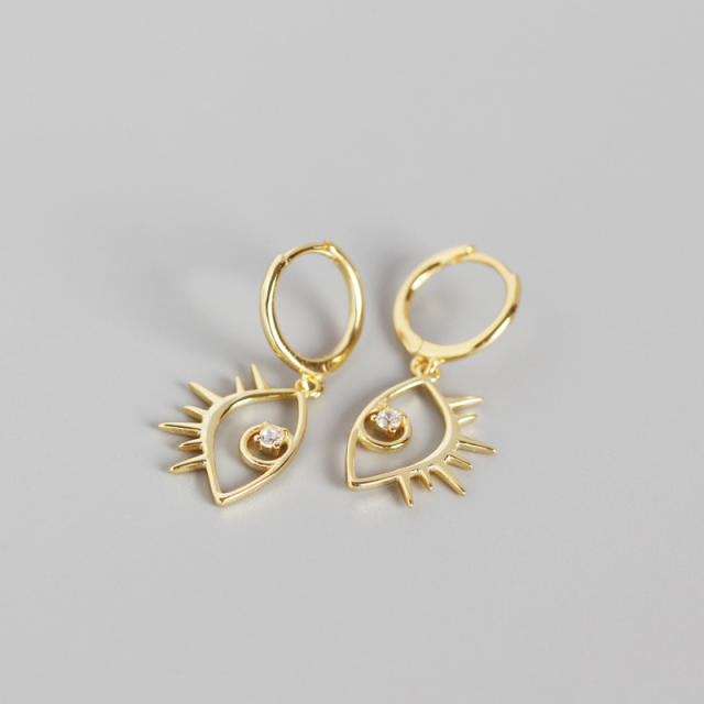 S925 eye drop huggie earrings