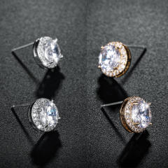 Elegant S925 needle round ear studs