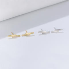 S925 sterling silver diamond ear studs