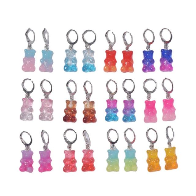 Cute jellly bear colored huggie earrings