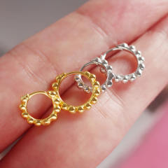 S925 silver beaded huggie earrings