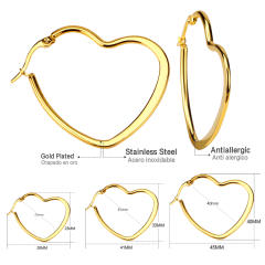 Occident fashion heart stainless steel earrings hoop earrings