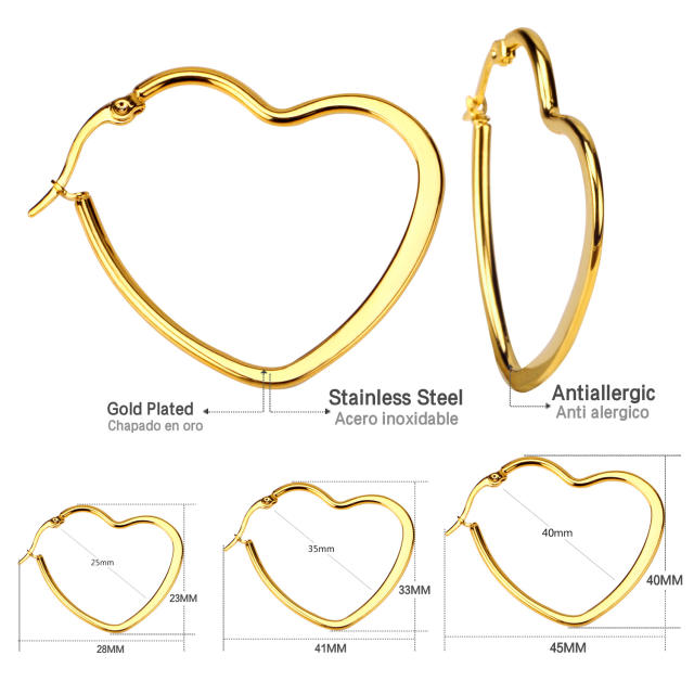 Occident fashion heart stainless steel earrings hoop earrings