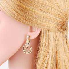 Diamond monkey padlock dangle earrings