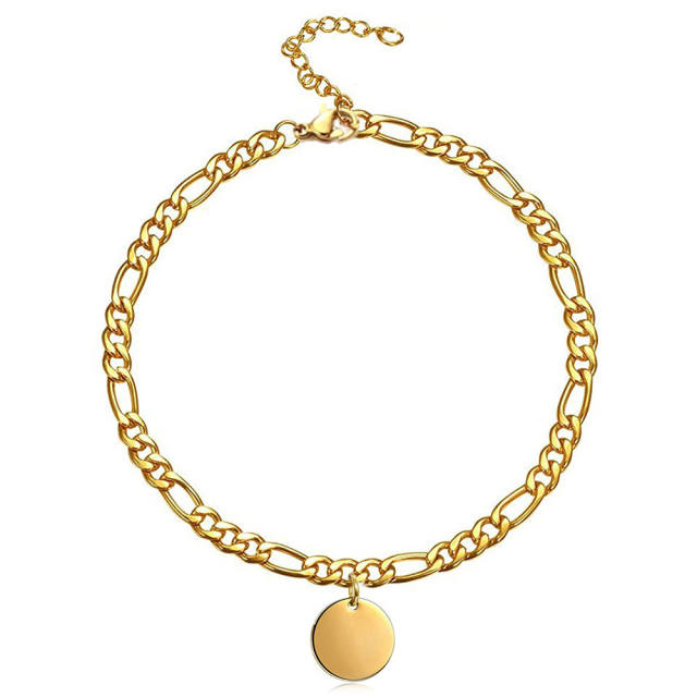 Figaro chain charm stainless steel anklet