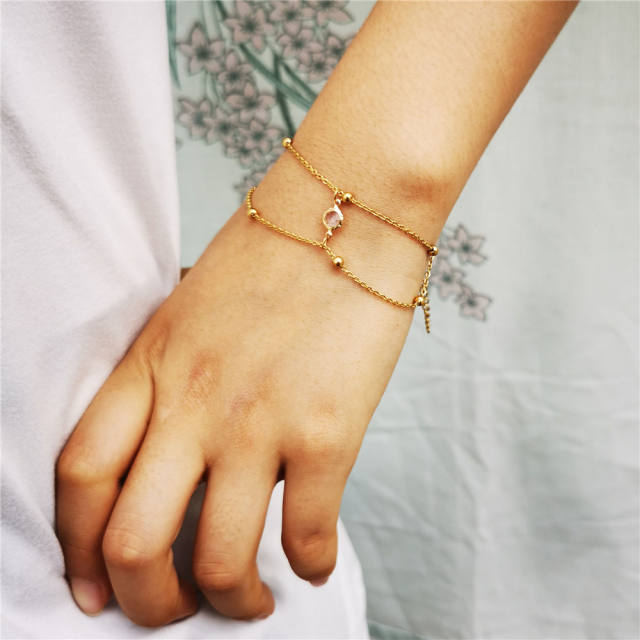 Dainty two layer stainless steel bracelet