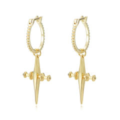 S925 unique cross huggie earrings