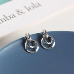 S925 silver circle ear studs