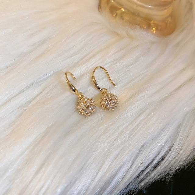 Diamond bowknot pearl beaded drop earrings