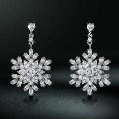 Diamond snowflake wedding earrings
