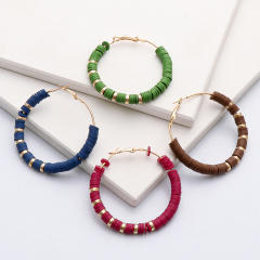 Boho heishi beads hoop earrings