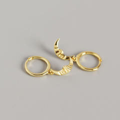 S925 moon drop huggie earrings