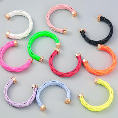 Colored braided resin open hoop earrings