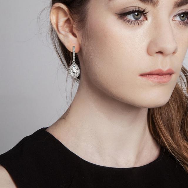Elegant cubic zircon drop earrings