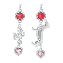 Letter rhinestone poodle drop earrings