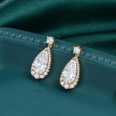 Cubic zircon elegant drop earrings