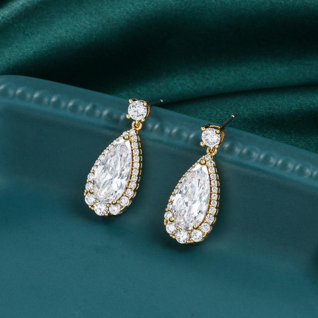Cubic zircon elegant drop earrings