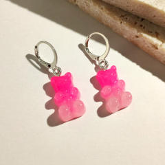 Cute jellly bear colored huggie earrings