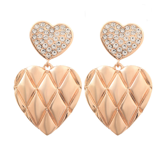 Metal feeling heart dangle earrings