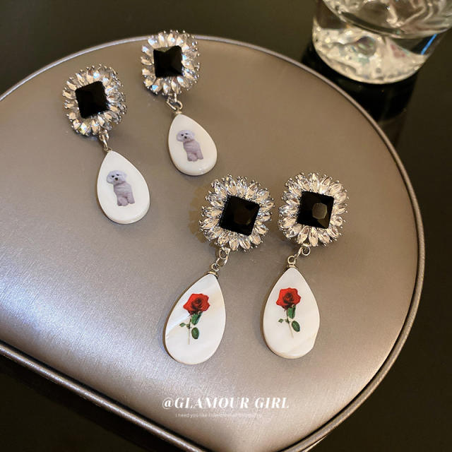 Vintage acrylic drop diamond earrings