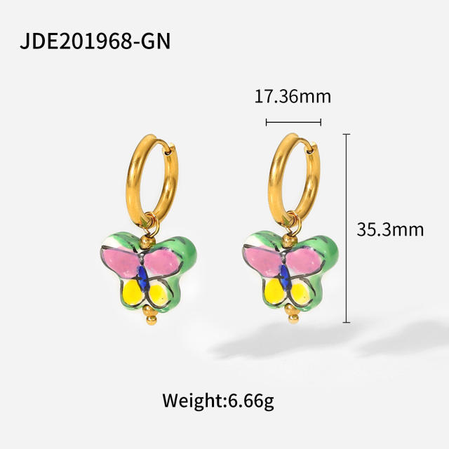 18KG stainless steel butterfly huggie earrings