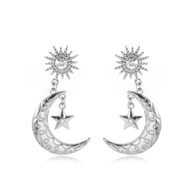 Moon star zircon earrings