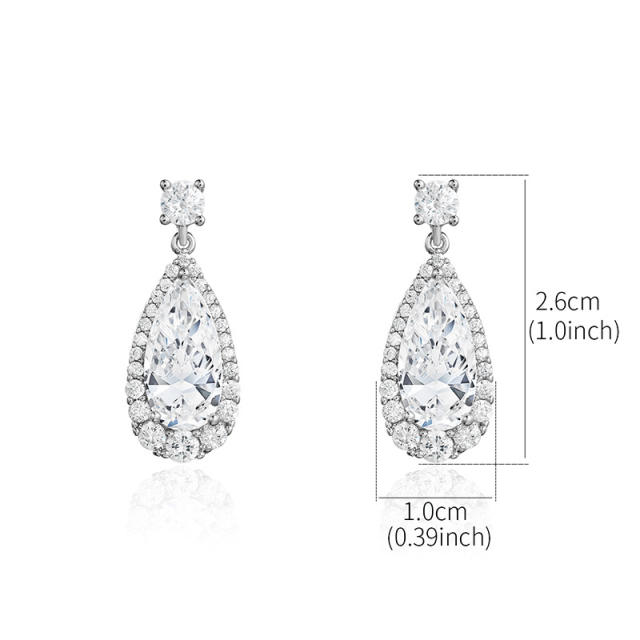 Cubic zircon elegant drop earrings