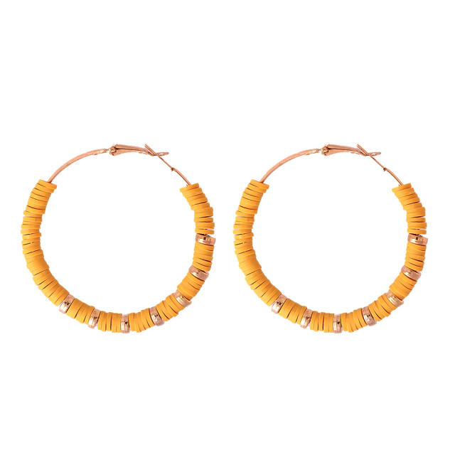 Boho heishi beads hoop earrings