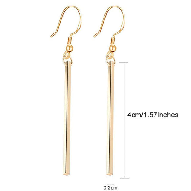 Concise bar stainless steel earrings