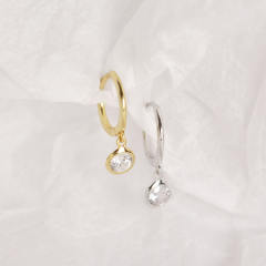 S925 zircon drop huggie earrings